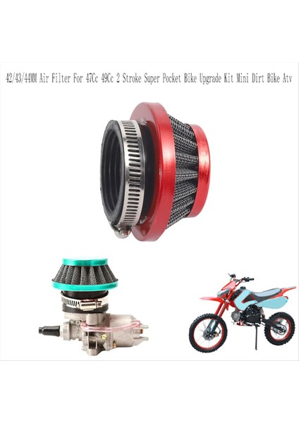 2pcs 47CC 49CC 2 Süper Cep Bisikleti Yükseltme Kiti Mini Bisiklet Atv Alüminyum Hava Filtresi Kırmızı (Yurt Dışından) fırsatları
