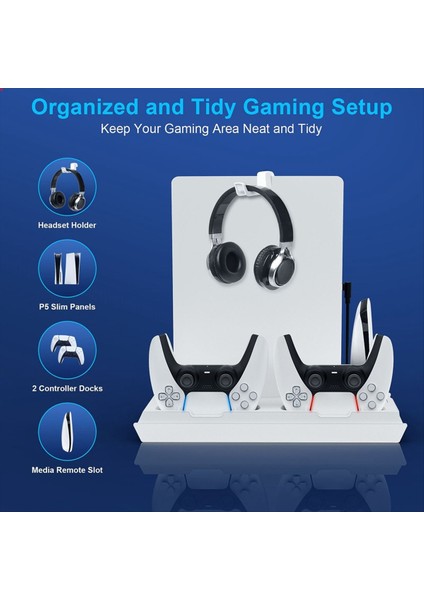 Ps5 / Ps5 Için Oyun Denetleyicisi Şarj Istasyonu Ps5 Oyun Konsolu Için 3 Seviye Soğutma Fanı Soğutma Istasyonu ile Ince Stand (Yurt Dışından) fiyatları