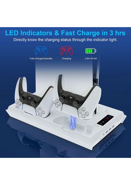 Ps5 / Ps5 Için Oyun Denetleyicisi Şarj Istasyonu Ps5 Oyun Konsolu Için 3 Seviye Soğutma Fanı Soğutma Istasyonu ile Ince Stand (Yurt Dışından) modelleri