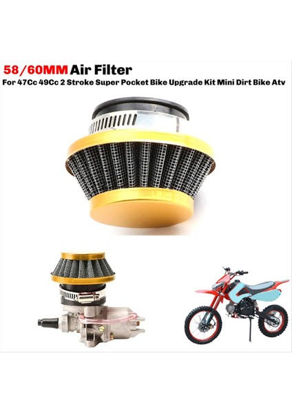 47CC 49CC 49CC Süper Cep Bisikleti Yükseltme Kiti Mini Dirt Bike Atv Quad Alüminyum Hava Filtresi E Için 58/60MM Motosiklet Hava Filtresi (Yurt Dışından) indirimleri