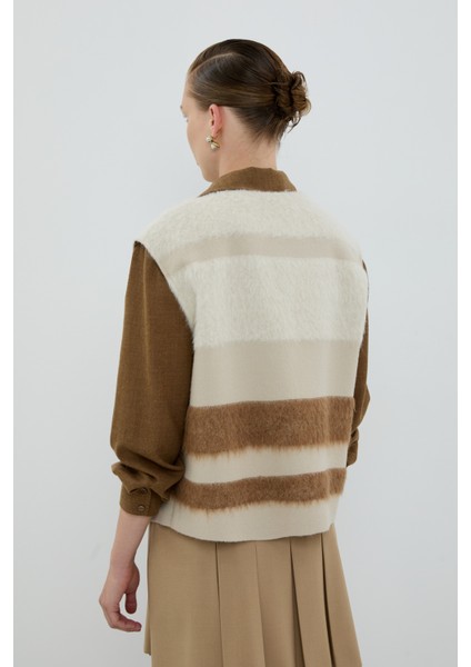 Yün Karışımlı V Yaka Yelek Camel - Bej K2617019_668 fiyatları