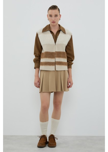 Yün Karışımlı V Yaka Yelek Camel - Bej K2617019_668 modelleri