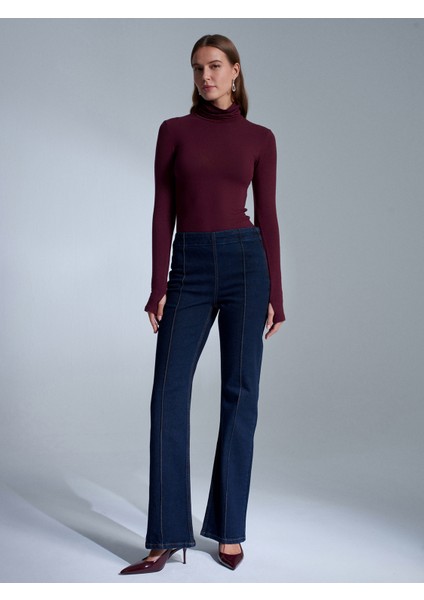 72080 Yandan Fermuarlı Dikiş Detaylı Jean-Lacivert