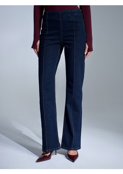 72080 Yandan Fermuarlı Dikiş Detaylı Jean-Lacivert indirimleri