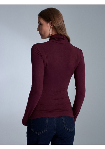 32253 Yün Karışımlı Balıkçı Yaka Top-Bordo fiyatları