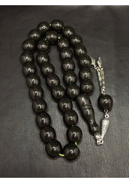 Özel Büyük Model Antrasit Siyah Renk Fıçı Kesim Toz Kehribar Tesbih modelleri