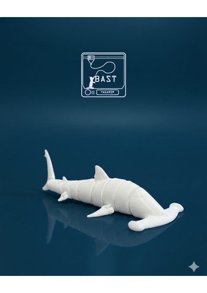 Bast Tasarım 3D Yazıcı Hareketli Eklemli Çekiç Köpek Balığı Oyuncak Figür