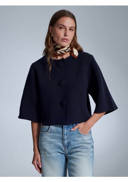 60997 Çıtçıt Düğmeli Triko Hırka-Lacivert