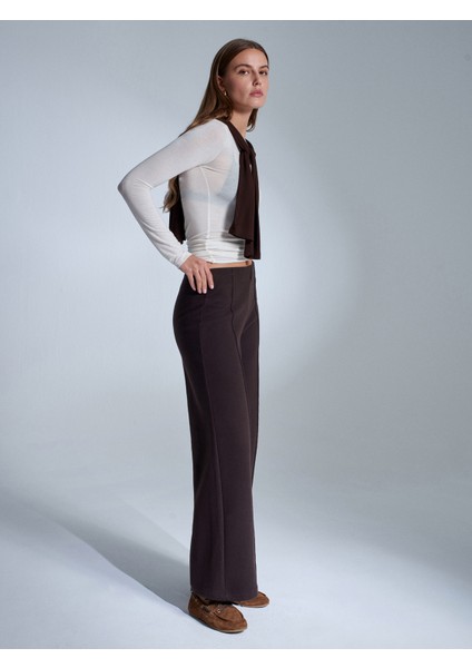 71941 Beli Lastikli Geniş Paça Eşofman-Koyu Kahve fiyatları