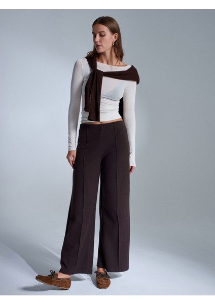 71941 Beli Lastikli Geniş Paça Eşofman-Koyu Kahve modelleri