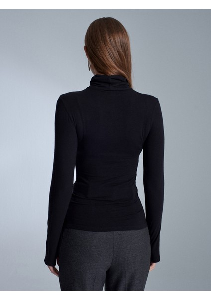 32253 Yün Karışımlı Balıkçı Yaka Top-Siyah fiyatları