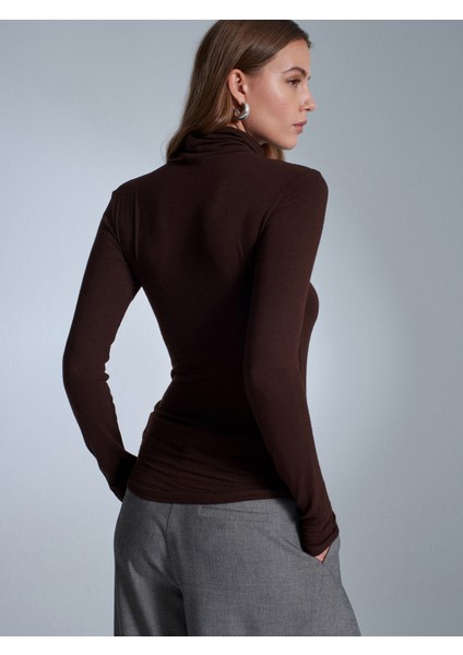 32253 Yün Karışımlı Balıkçı Yaka Top-Koyu Kahve fiyatları