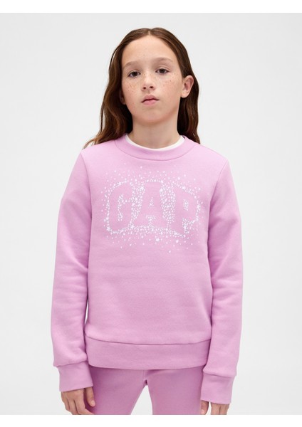 Kız Çocuk Pembe Grafik Gap Logo Sweatshirt