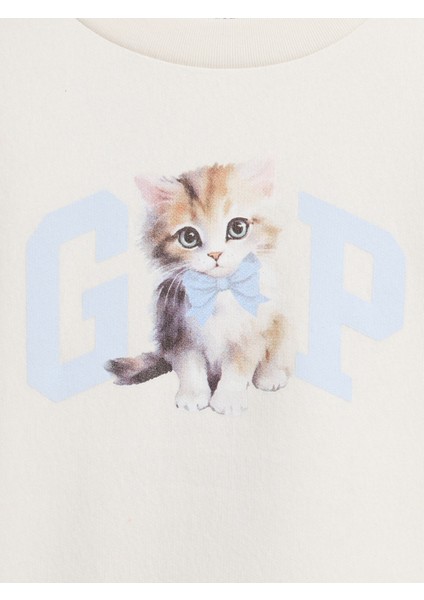 Kız Çocuk Krem Grafik Gap Logo Sweatshirt fiyatları