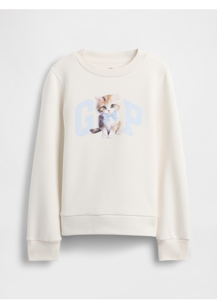 Kız Çocuk Krem Grafik Gap Logo Sweatshirt indirimleri
