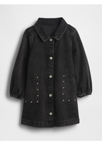 Kız Bebek Siyah Denim Cepli Elbise fırsatları