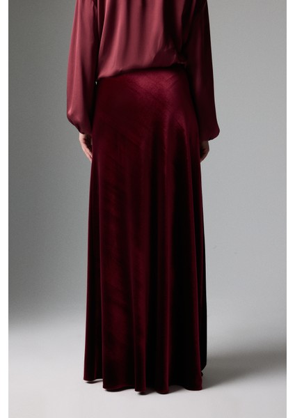 Kadife Beli Lastikli Maksi Boy Etek Bordo K2615067_008 fiyatları