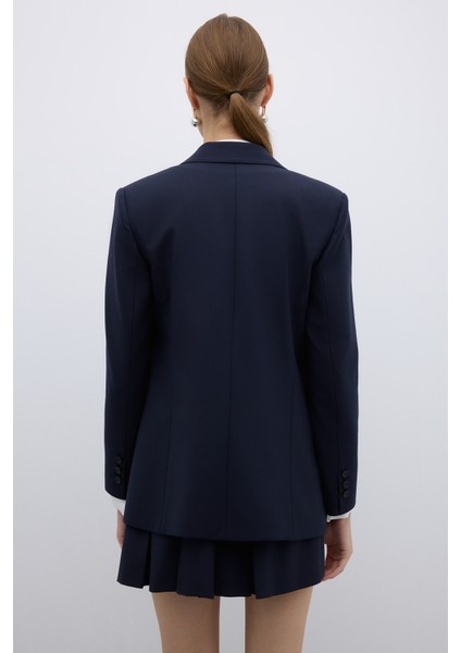 Punto Dikişli Kruvaze Blazer Ceket Lacivert K2616014_015 modelleri
