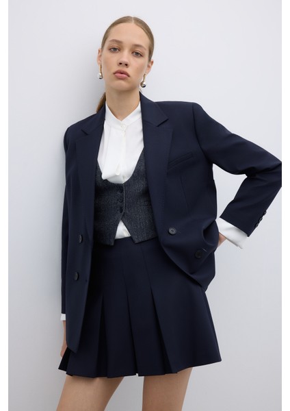 Punto Dikişli Kruvaze Blazer Ceket Lacivert K2616014_015 fırsatları