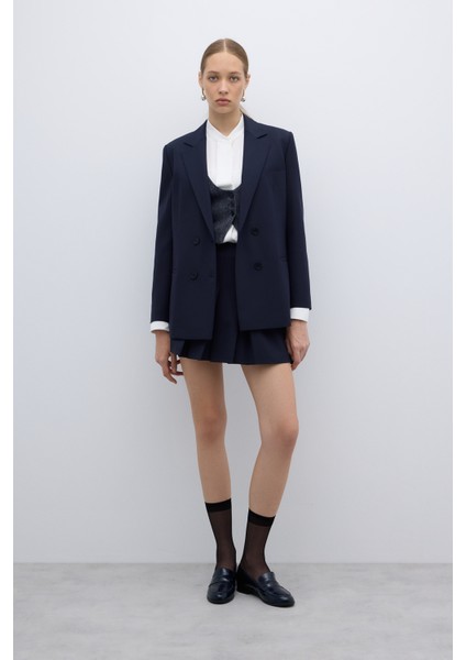 Punto Dikişli Kruvaze Blazer Ceket Lacivert K2616014_015 indirimleri