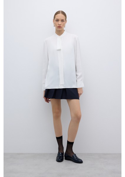 Kendinden Fularlı Hakim Yaka Gömlek Ekru K2613514_049 fırsatları