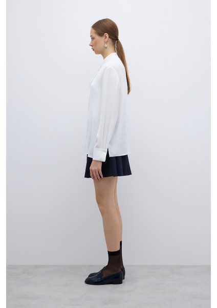 Kendinden Fularlı Hakim Yaka Gömlek Ekru K2613514_049 indirimleri