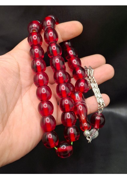 Özel Büyük Model Kırmızı Renk Fıçı Kesim Toz Kehribar Tesbih fiyatları