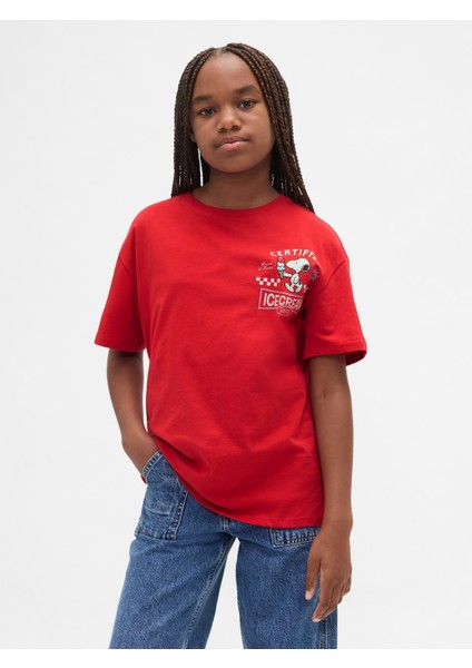 Kız Çocuk Kırmızı Grafik Baskılı Tunik T-Shirt