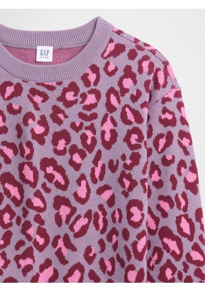 Kız Çocuk Mor Relaxed Intarsia Kazak fiyatları