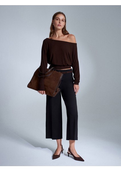 32306 Yün Karışımlı Tek Omuz Top-Koyu Kahve indirimleri