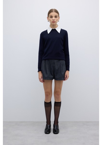 %100 Yün Bisiklet Yaka Triko Lacivert K2671033_015 modelleri