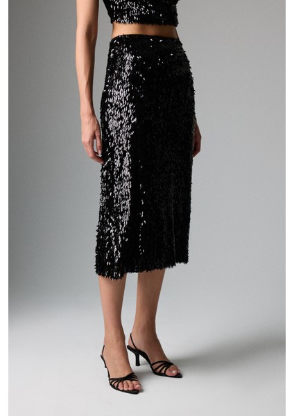 Beli Lastikli Midi Boy Payet Etek Siyah K2615006_001 fiyatları
