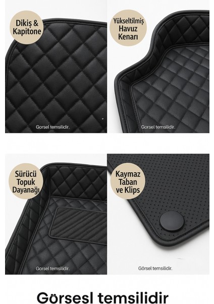 Fiat Fiorino Benzinli 2018 7d Havuzlu Deri Oto Paspas Seti - [siyah]