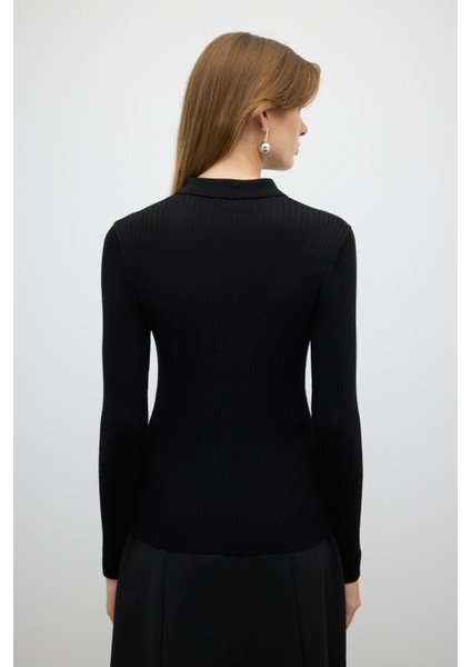 %100 Yün Düğme Detaylı Triko Siyah K2671031_001 fiyatları