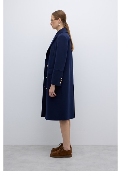 %100 Yün Gold Düğmeli Kruvaze Kaban Lacivert K2619002_015 modelleri