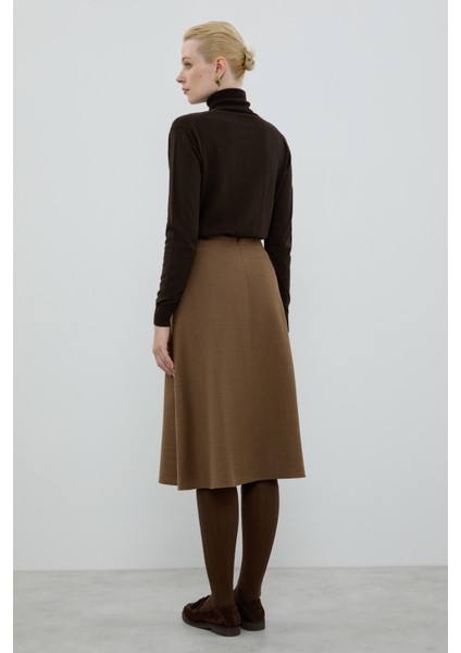 Yün Karışımlı Pili Detaylı Midi Boy Etek Kahve K2615038_005 fiyatları