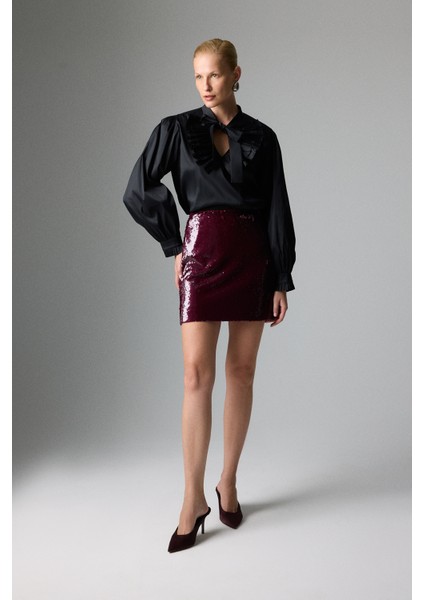 Payetli Mini Etek Vişne K2615020_115