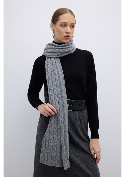 Yün Karışımlı Atkı Gri K2672008_004