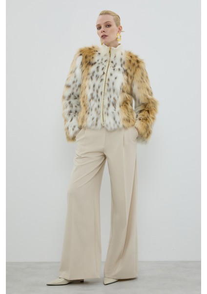 Ribana Yakalı Fermuarlı Kürk Mont Standart Renk K2617504_089