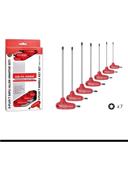 T Saplı Torx Allen Anahtar Seti 7 Parça modelleri