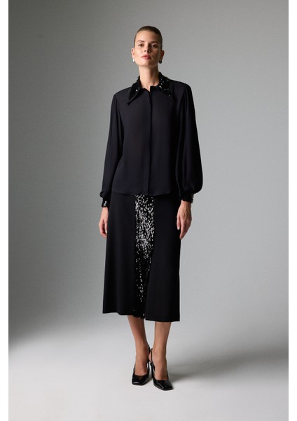 Payet Detaylı Balon Kol Gömlek Siyah K2613505_001 fırsatları