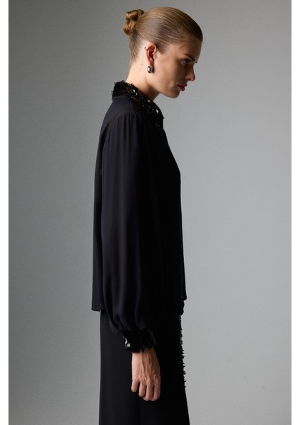Payet Detaylı Balon Kol Gömlek Siyah K2613505_001 indirimleri