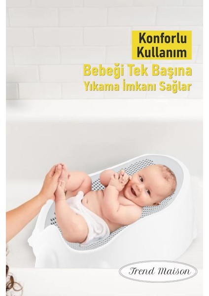 Soft Bebek Küveti -Silikon Fileli Bebek Yıkama Banyo Küveti, Bebek Banyo Oturağı + Hediyeli indirimleri