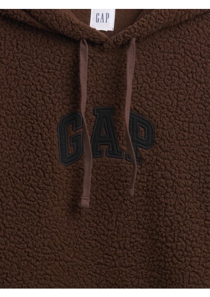 Erkek Kahverengi Relaxed Gap Logo Sherpa Knit Sweatshirt modelleri