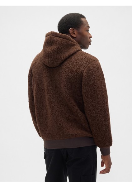 Erkek Kahverengi Relaxed Gap Logo Sherpa Knit Sweatshirt fırsatları