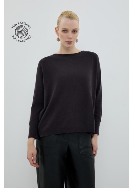 Yün Karışımlı Triko Kahve K2671023_005