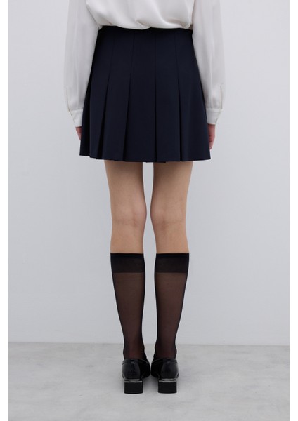 Yün Karışımlı Pileli Mini Etek Lacivert K2615025_015 fiyatları