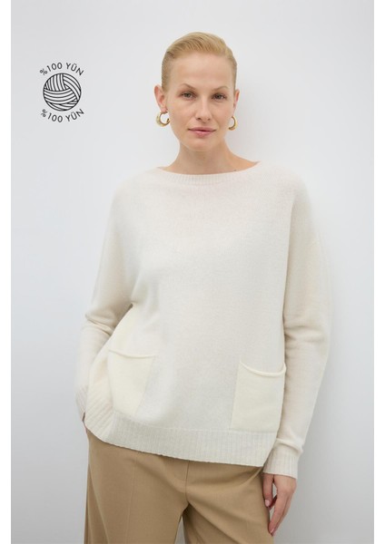 %100 Yün Çift Cepli Triko Kum K2671021_066
