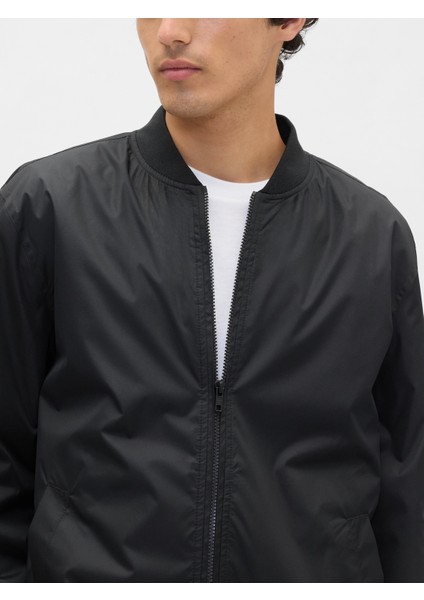 Erkek Siyah 100% Geri Dönüştürülmüş Relaxed Ripstop Bomber Ceket modelleri