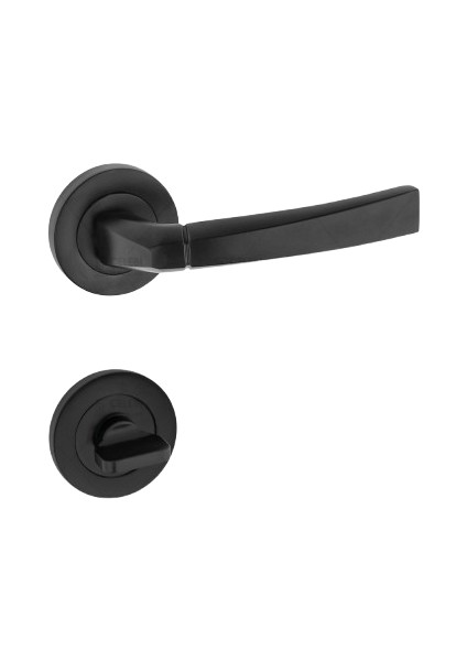 Gonca Kol Yuvarlak Rozetli Siyah Wc Kapı Kolu